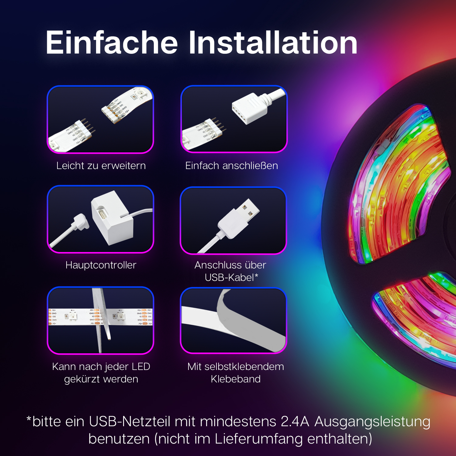 LED Strip Leuchtstreifen LED RGB Meter, 2 mit LED Kit, Cololight Starter 60 Meter RGB COLOLIGHT App-Steuerung pro