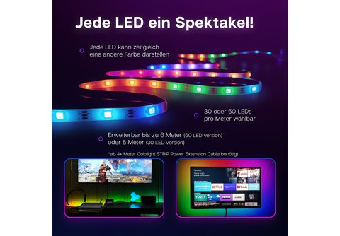 COLOLIGHT Cololight LED Strip Starter Kit, 2 Meter, 60 LED pro Meter LED  RGB Leuchtstreifen mit App-Steuerung RGB