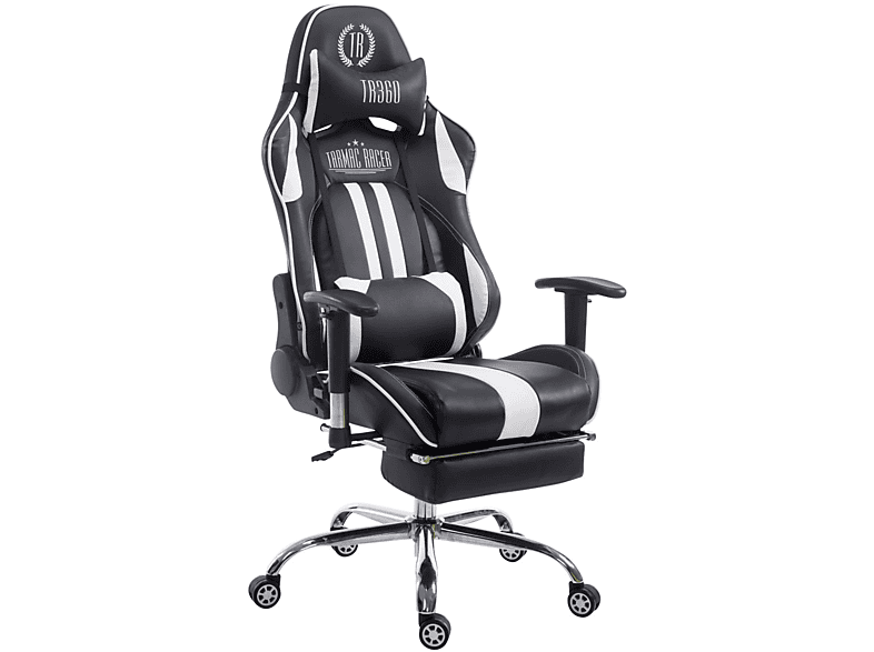 CLP Racing schwarz/weiß Chair, Fußablage mit Bürostuhl Limit Gaming