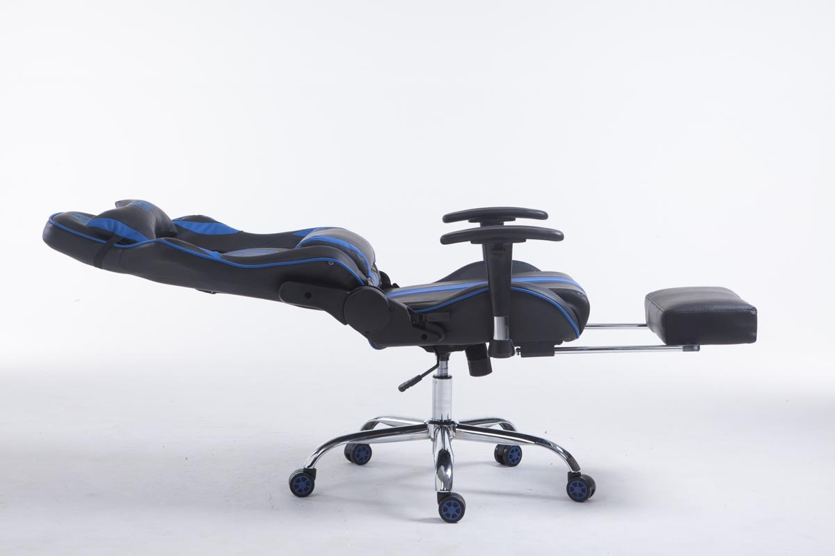 CLP Racing Bürostuhl Kunstleder Limit V2 schwarz/blau Fußablage mit Gaming Chair