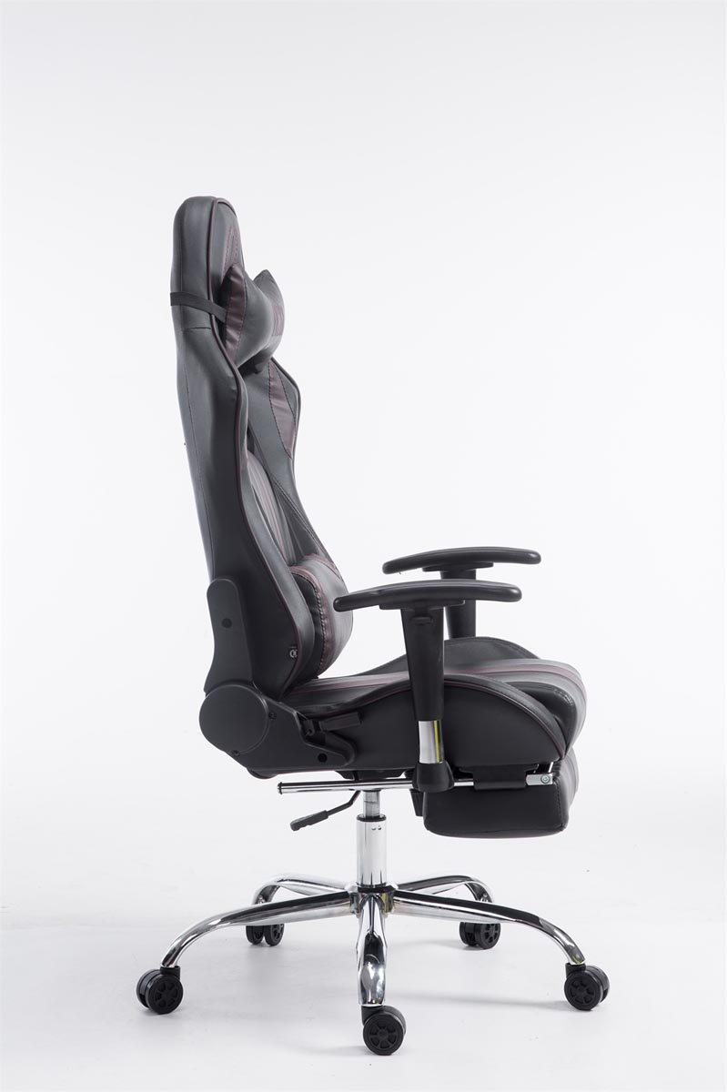 CLP Racing Bürostuhl Gaming Chair, schwarz/braun mit Kunstleder Limit V2 Fußablage