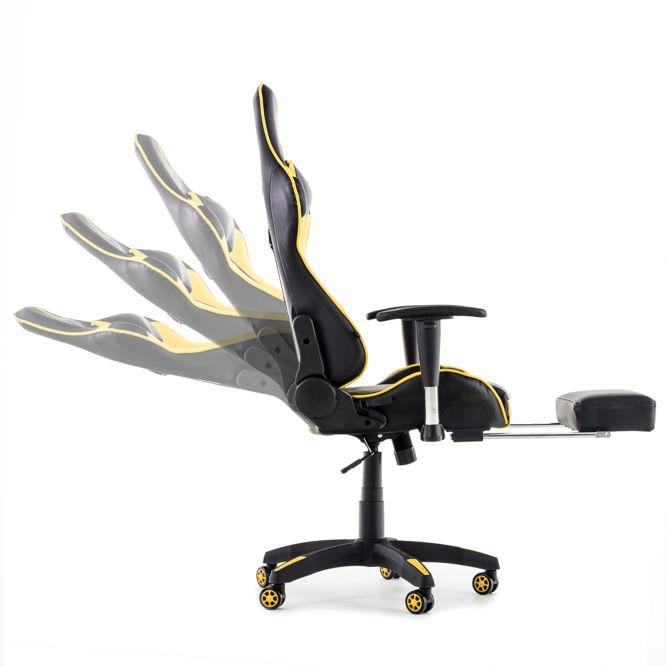 CLP Chair, Gaming schwarz/gelb mit Fußablage Racing Bürostuhl Turbo
