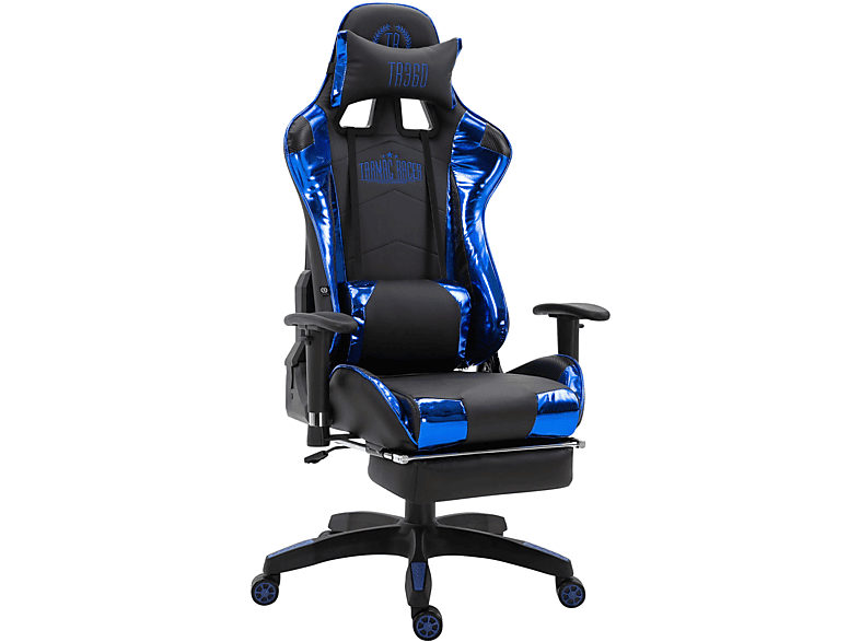 mit Chair, Fußablage CLP Turbo Racing blau Gaming schwarz/glanz Bürostuhl