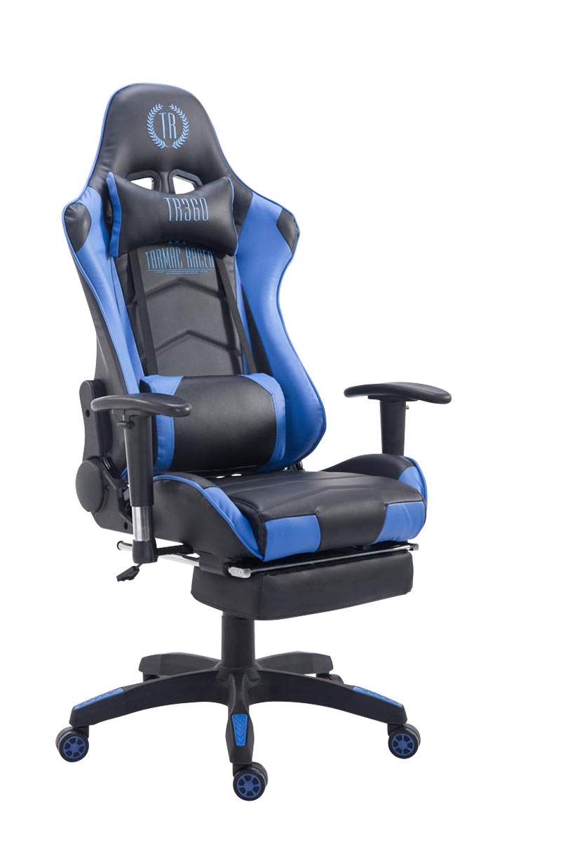 CLP Racing Bürostuhl Turbo mit Chair, schwarz/blau Fußablage Gaming