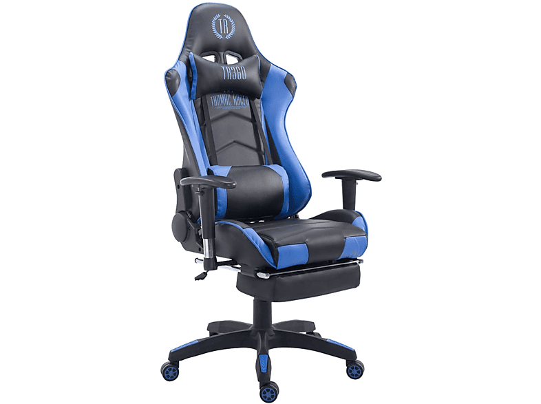 CLP Racing Bürostuhl Turbo mit Chair, schwarz/blau Fußablage Gaming