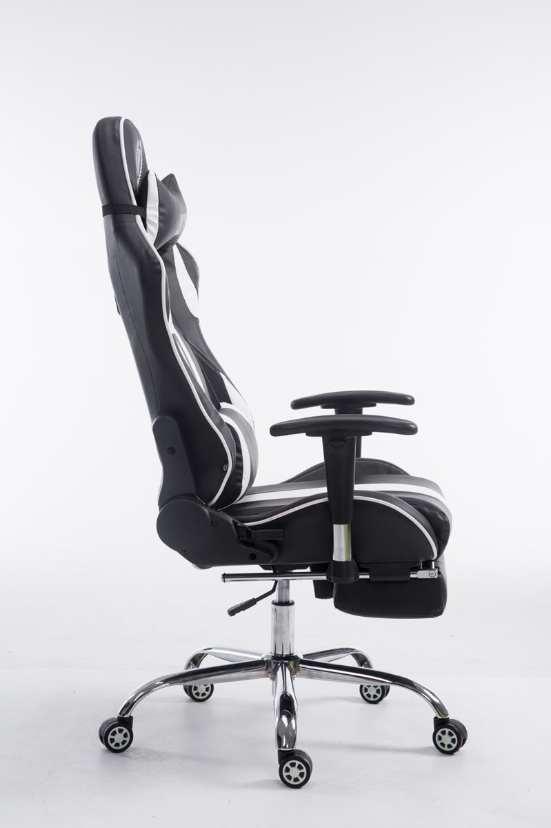 Gaming CLP schwarz/weiß Racing V2 Limit mit Kunstleder Bürostuhl Fußablage Chair,