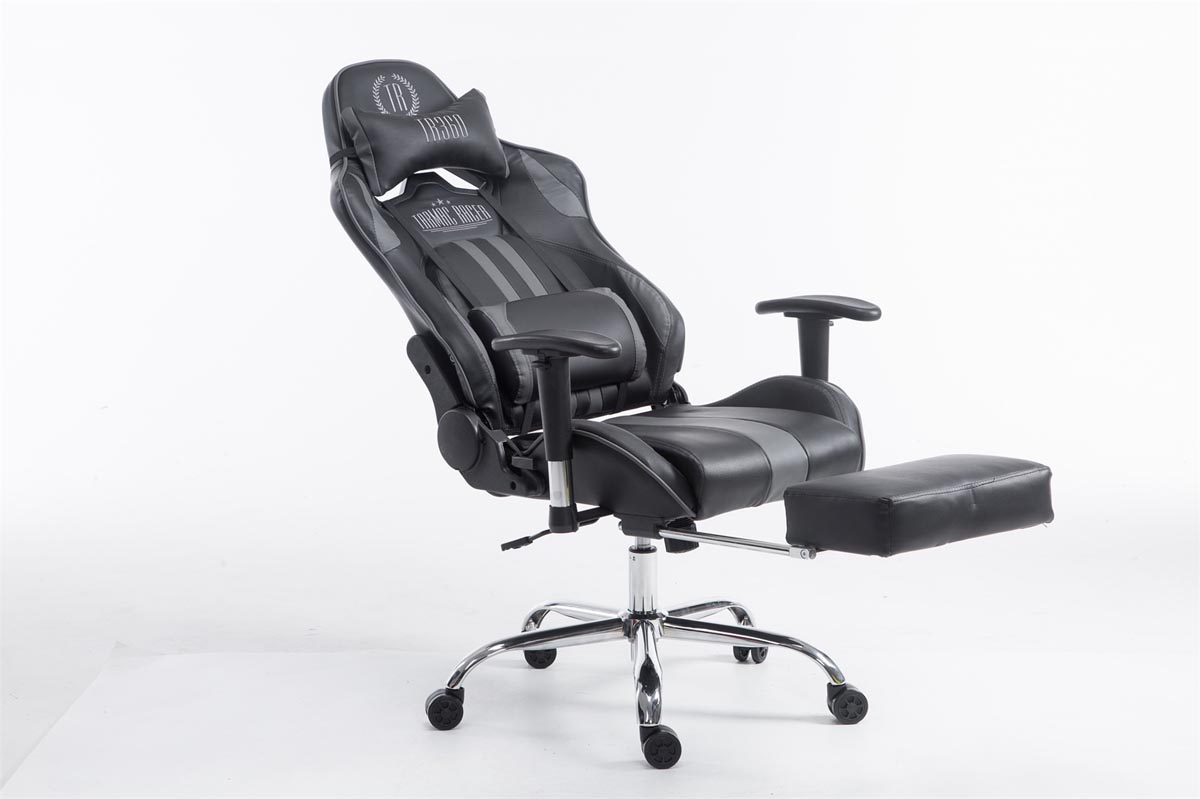 CLP Racing mit Chair, Fußablage schwarz/grau Limit Gaming Bürostuhl