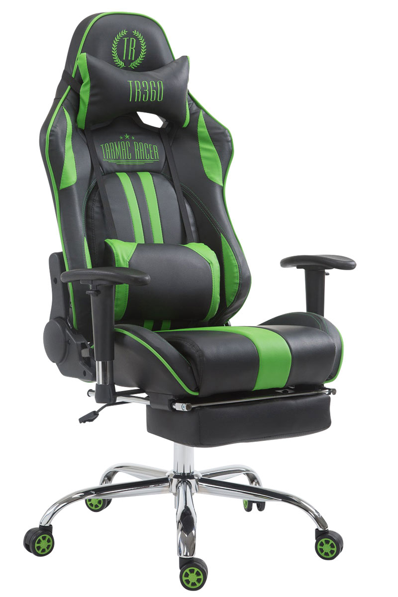 Gaming Racing schwarz/grün Chair, CLP Fußablage Limit Bürostuhl mit