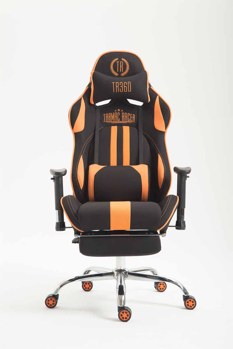 CLP Racing Bürostuhl schwarz/orange Stoff Chair, mit Fußablage Gaming Limit