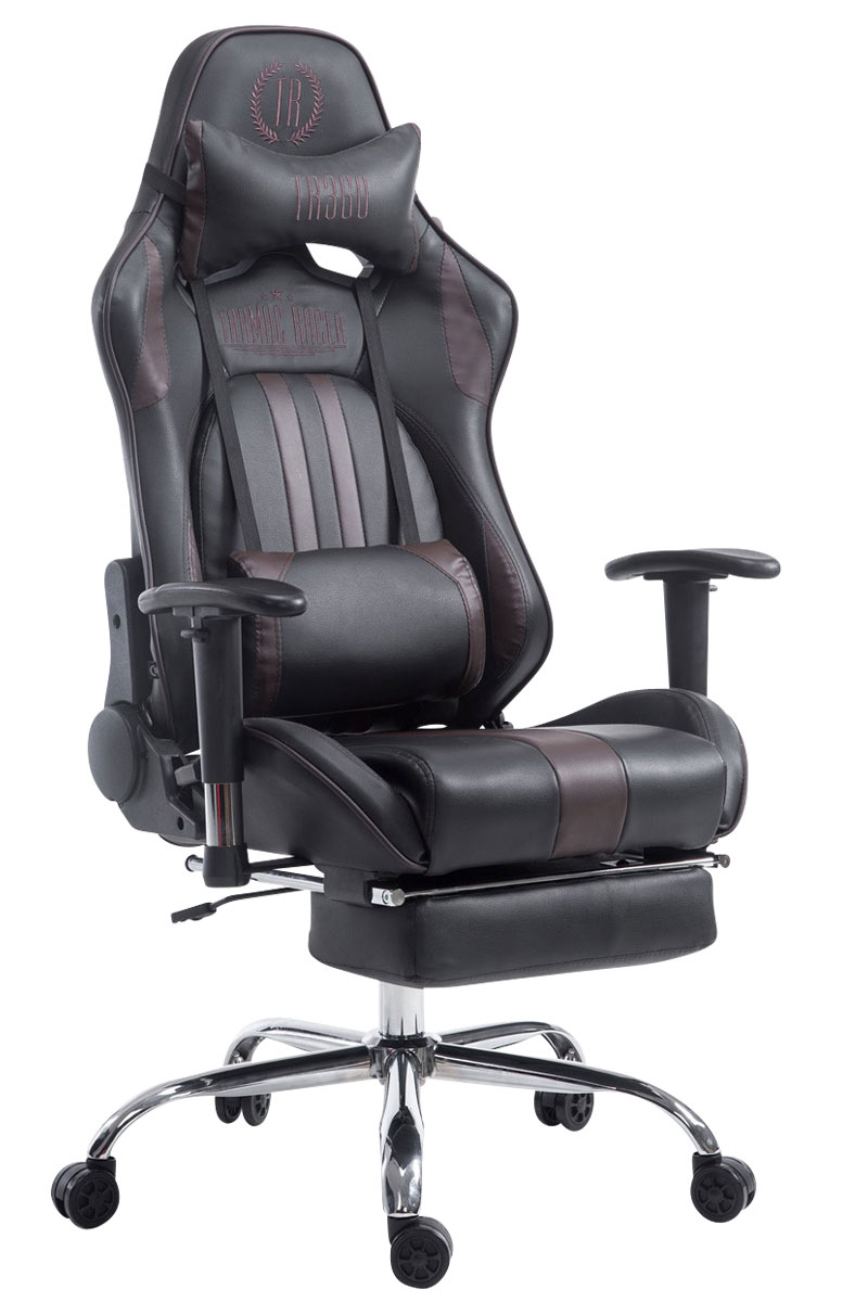 Bürostuhl Gaming mit Racing V2 Chair, Limit Kunstleder CLP schwarz/braun Fußablage