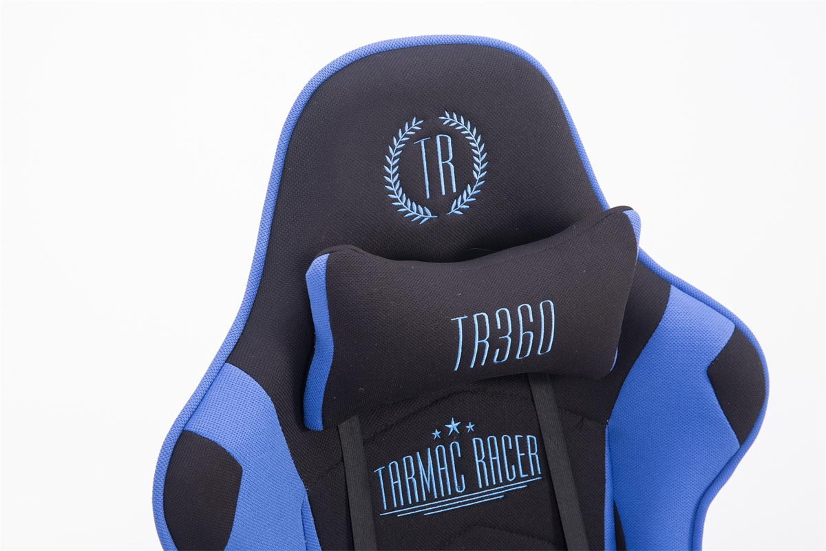 Fußablage Stoff Bürostuhl schwarz/blau Racing Chair, mit Turbo CLP Gaming