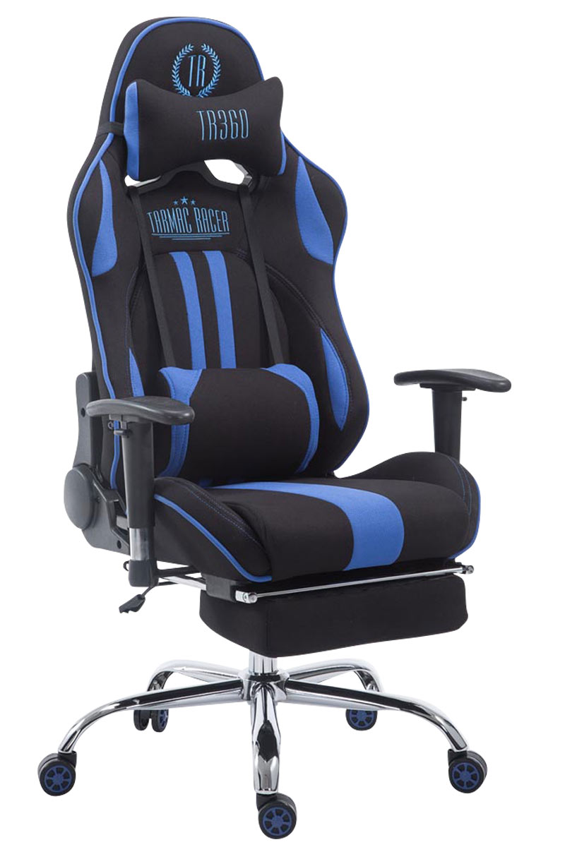 CLP Racing Bürostuhl Stoff mit Fußablage schwarz/blau Limit Gaming Chair