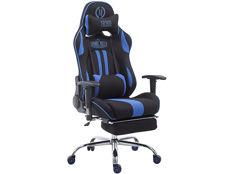 CLP Racing Gaming Bürostuhl Chair, Limit mit Fußablage schwarz/blau Stoff
