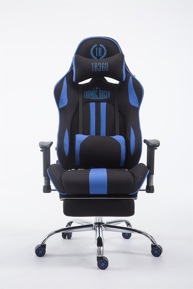 CLP Racing Gaming Bürostuhl Chair, Limit mit Fußablage schwarz/blau Stoff