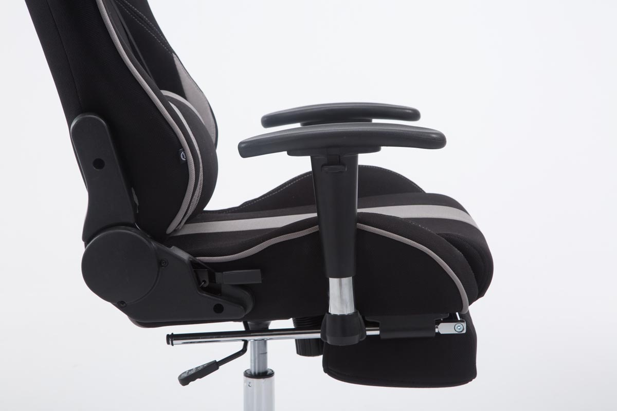 Gaming Chair, V2 Racing Bürostuhl mit CLP schwarz/grau Limit Stoff Fußablage