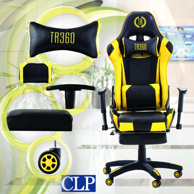 Chair, mit schwarz/gelb CLP Racing Bürostuhl Gaming Fußablage Turbo