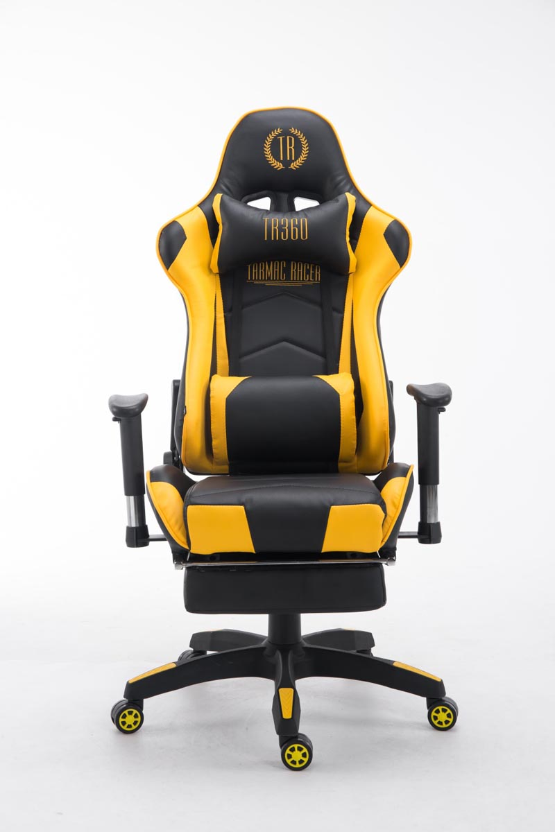 CLP Racing Bürostuhl Turbo schwarz/gelb Gaming Chair, mit Fußablage