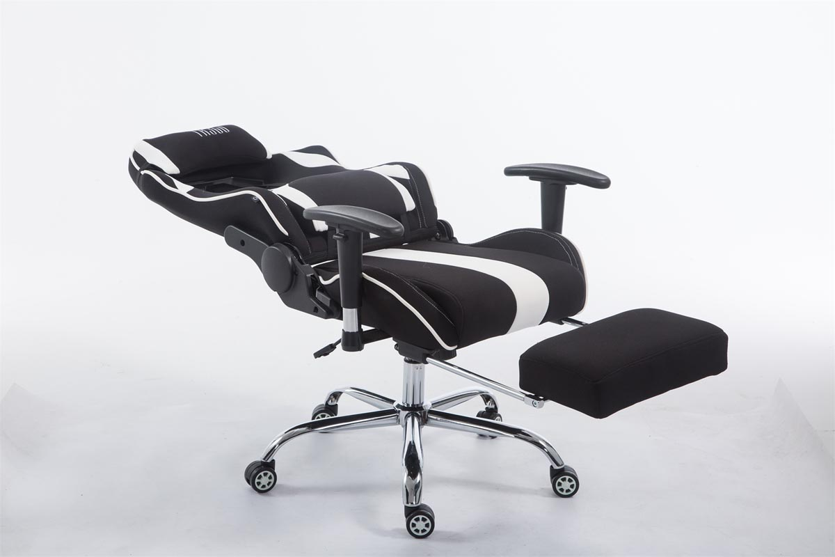 CLP Racing Bürostuhl Limit Stoff Gaming V2 Chair, Fußablage mit schwarz/weiß