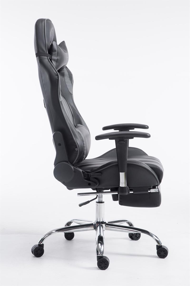 CLP Racing Bürostuhl Limit V2 schwarz/grau mit Fußablage Gaming Chair, Kunstleder