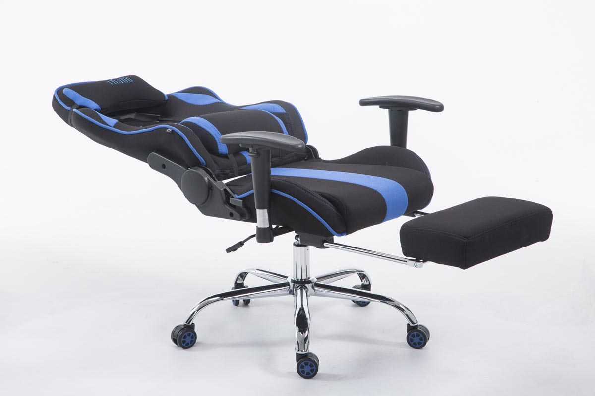 CLP Racing Bürostuhl Limit mit Fußablage Chair, Stoff schwarz/blau Gaming