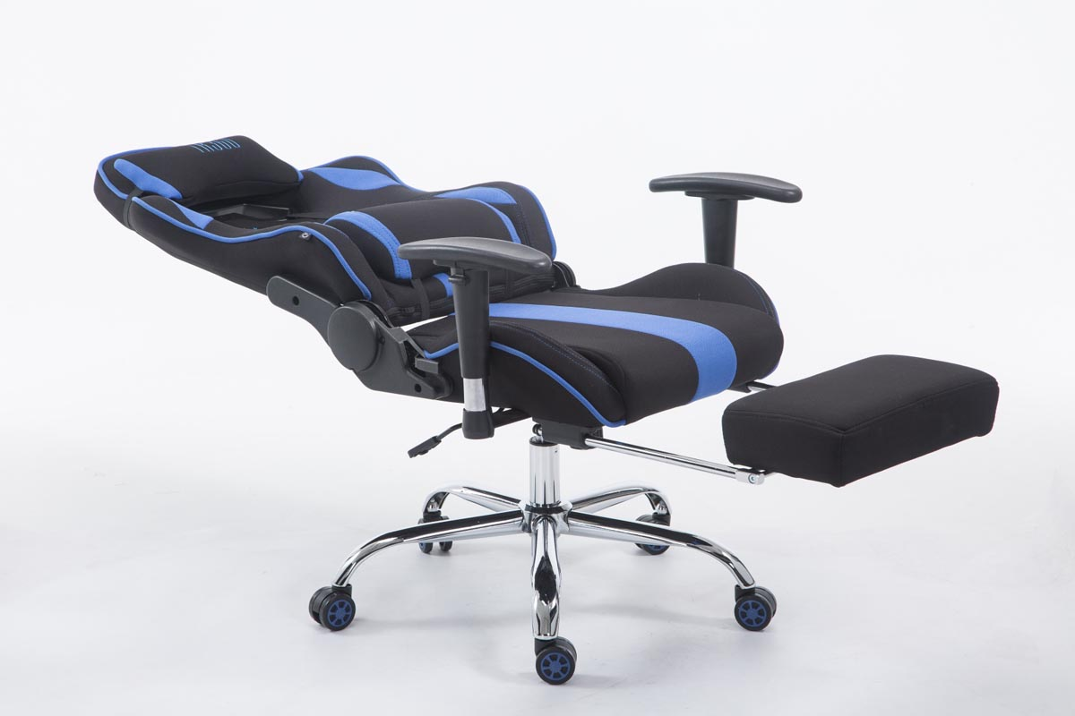 CLP Racing Bürostuhl Stoff mit Fußablage schwarz/blau Limit Gaming Chair