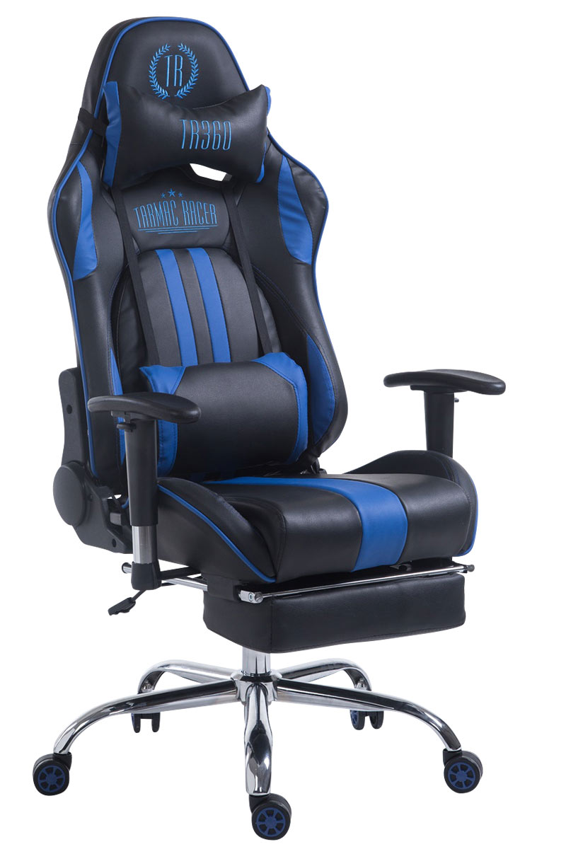 mit Racing Chair, Limit schwarz/blau Bürostuhl CLP Gaming Fußablage