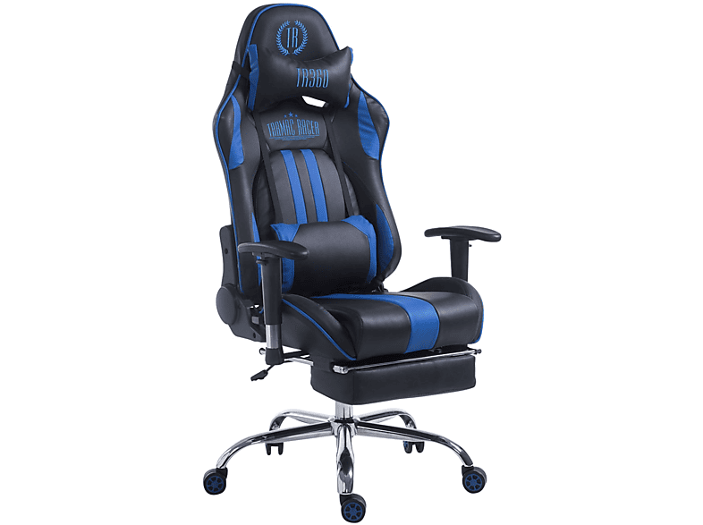 CLP Racing Bürostuhl Kunstleder Limit V2 schwarz/blau Fußablage mit Gaming Chair