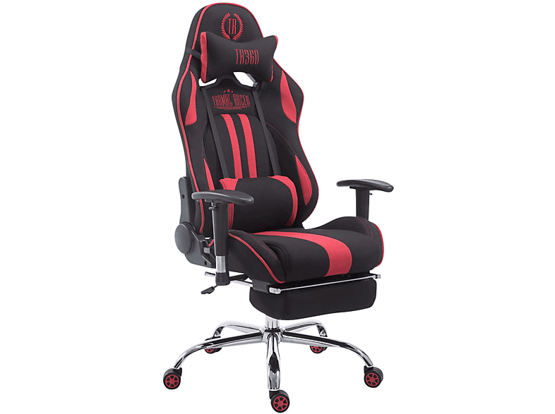 CLP Racing Bürostuhl Limit Stoff mit Fußablage Gaming Chair, schwarz/rot