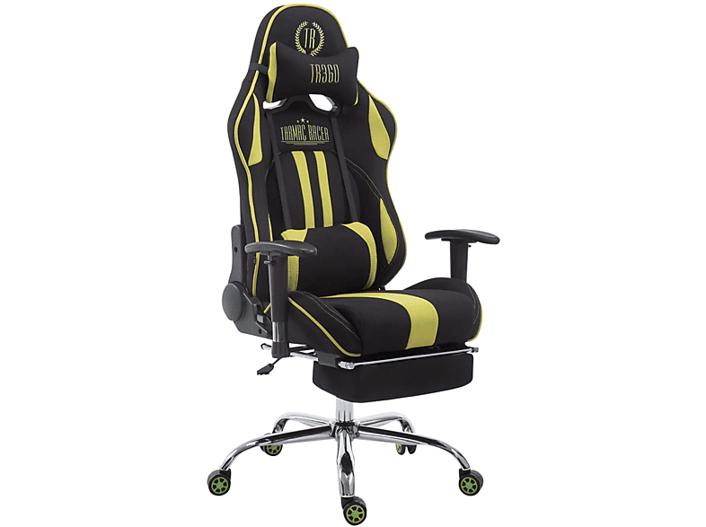 CLP Racing Bürostuhl Limit V2 schwarz/grün Fußablage mit Gaming Stoff Chair