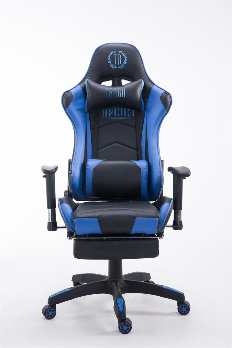 CLP Fußablage Gaming Chair, schwarz/blau Bürostuhl mit Racing Turbo