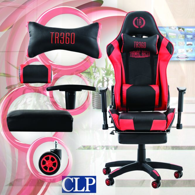 CLP Racing Bürostuhl Gaming Turbo Chair, mit Fußablage schwarz/rot