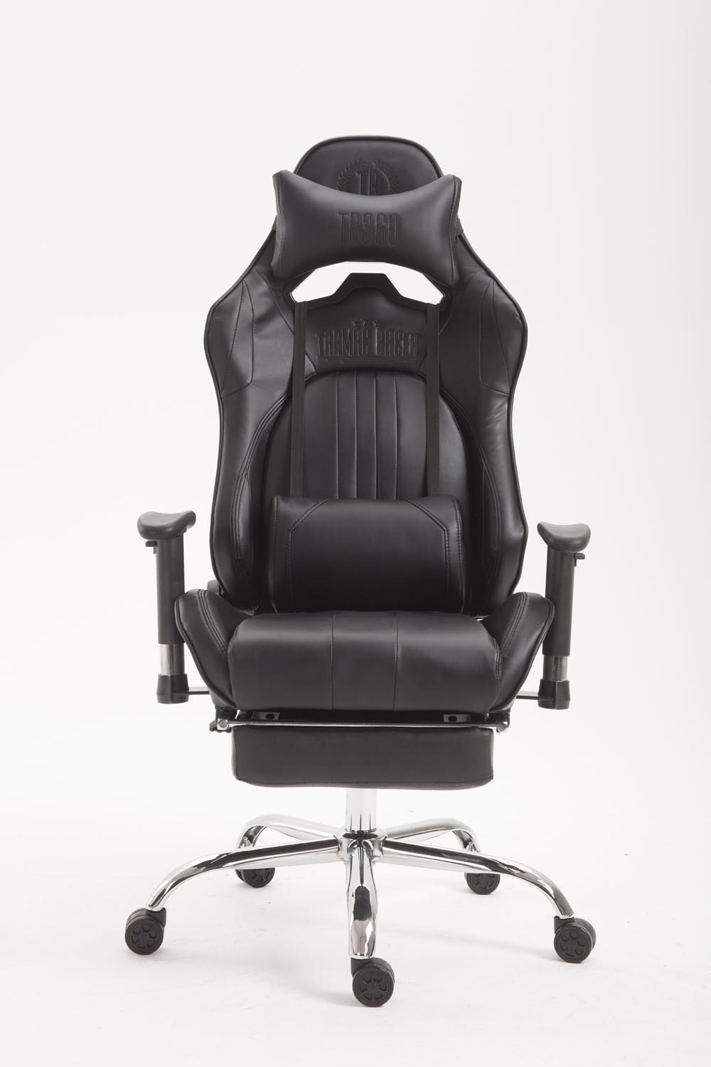 CLP Racing Bürostuhl Limit Gaming Fußablage mit schwarz/schwarz Chair, V2 Kunstleder