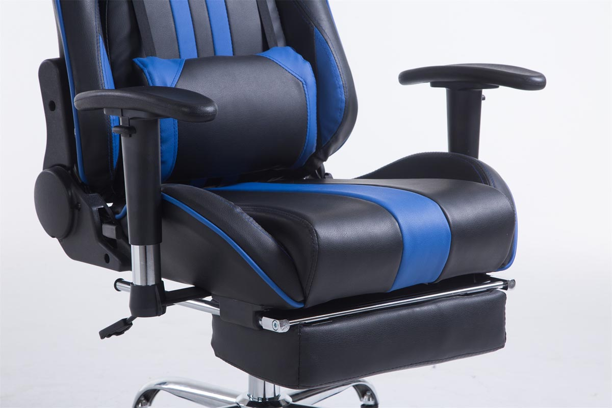 mit Fußablage Racing schwarz/blau Gaming Limit Bürostuhl Chair, CLP