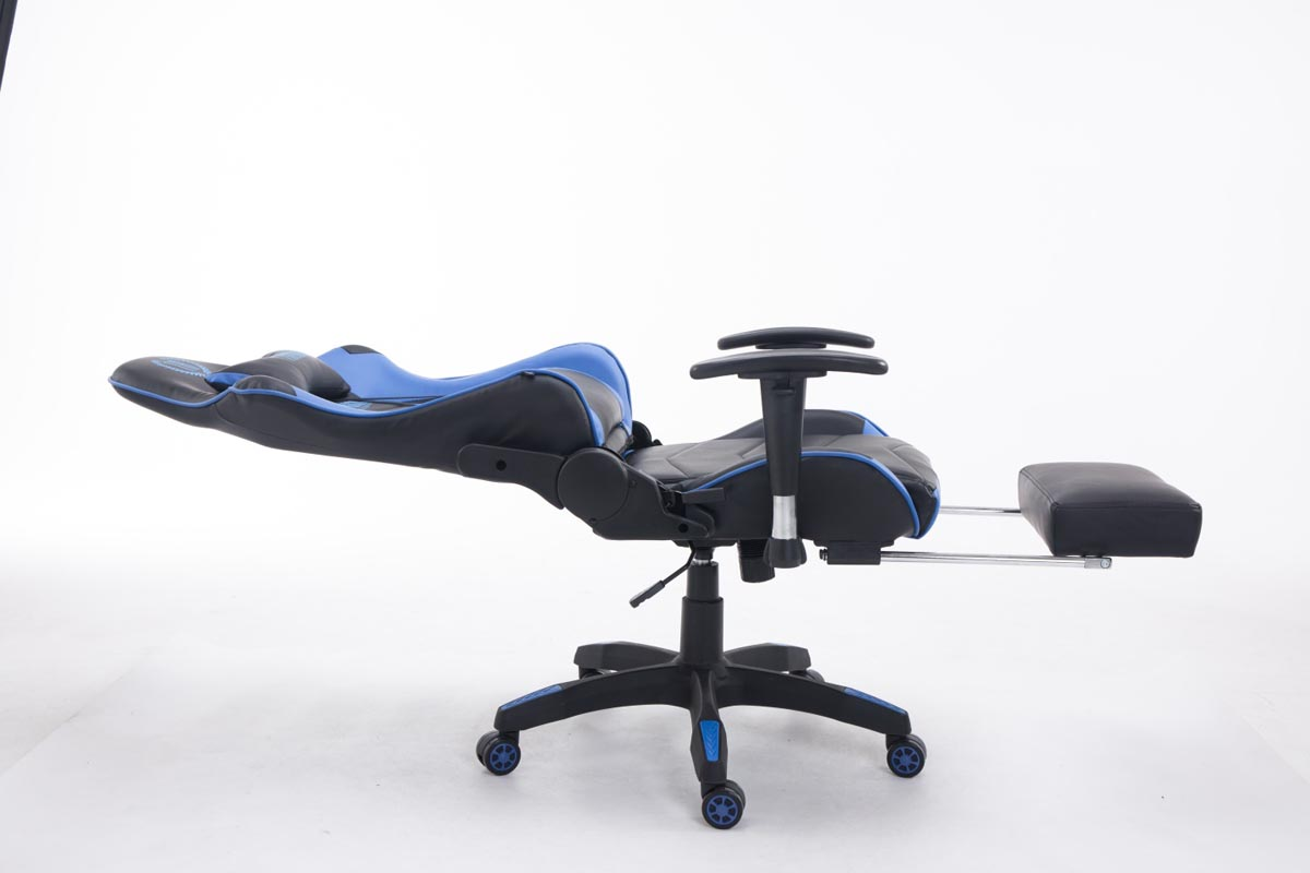 CLP Bürostuhl Chair, mit Gaming Turbo schwarz/blau Racing Fußablage