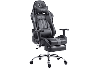 CLP Racing Bürostuhl Limit V2 Kunstleder mit Fußablage Gaming Chair, schwarz/grau