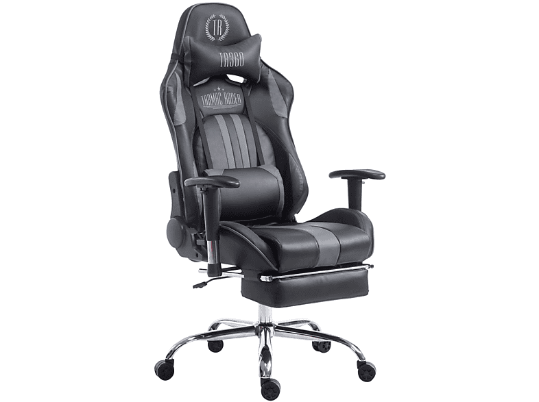 CLP Racing Bürostuhl V2 mit Gaming schwarz/grau Fußablage Kunstleder Chair, Limit