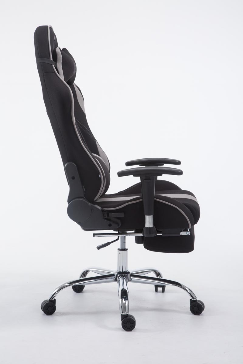 Racing Limit schwarz/grau mit Stoff Bürostuhl CLP Chair, Gaming Fußablage