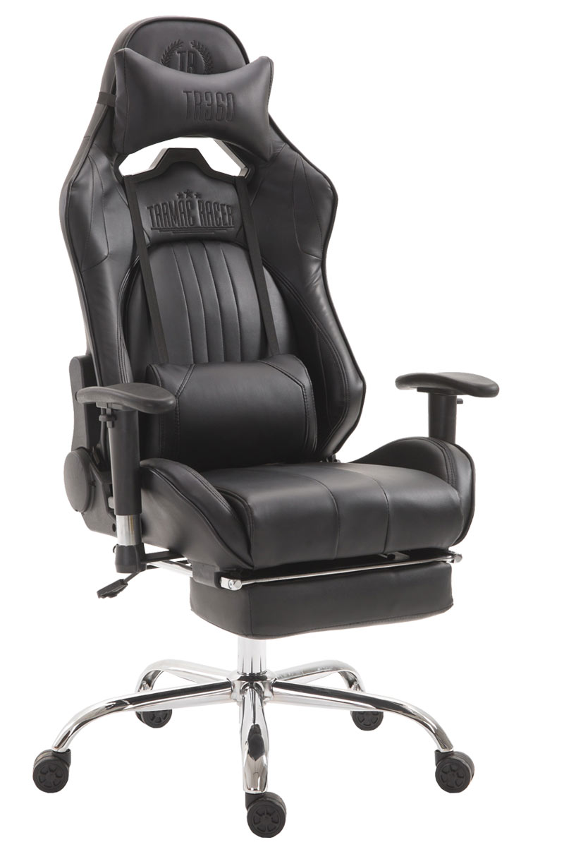 schwarz/schwarz mit Limit CLP Gaming Kunstleder Fußablage V2 Chair, Racing Bürostuhl