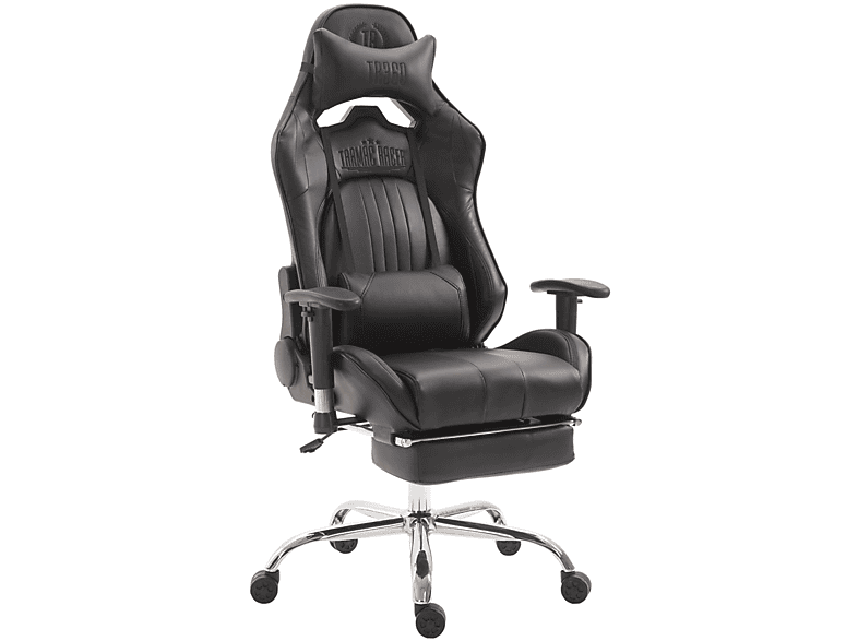 CLP Racing Bürostuhl Limit Gaming Fußablage mit schwarz/schwarz Chair, V2 Kunstleder