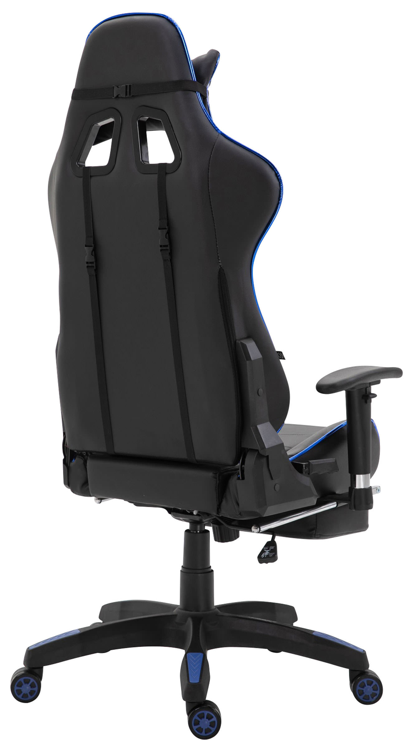 Fußablage mit CLP Chair, Turbo blau Gaming Racing Bürostuhl schwarz/glanz