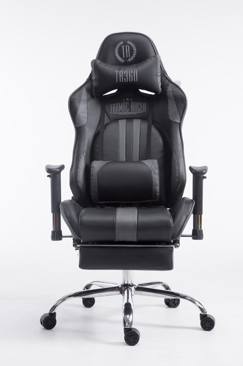 CLP Racing Bürostuhl V2 mit Gaming schwarz/grau Fußablage Kunstleder Chair, Limit