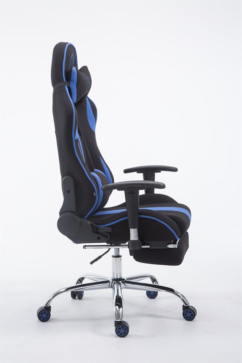 CLP Racing Bürostuhl Limit Chair, Gaming mit schwarz/blau Stoff Fußablage