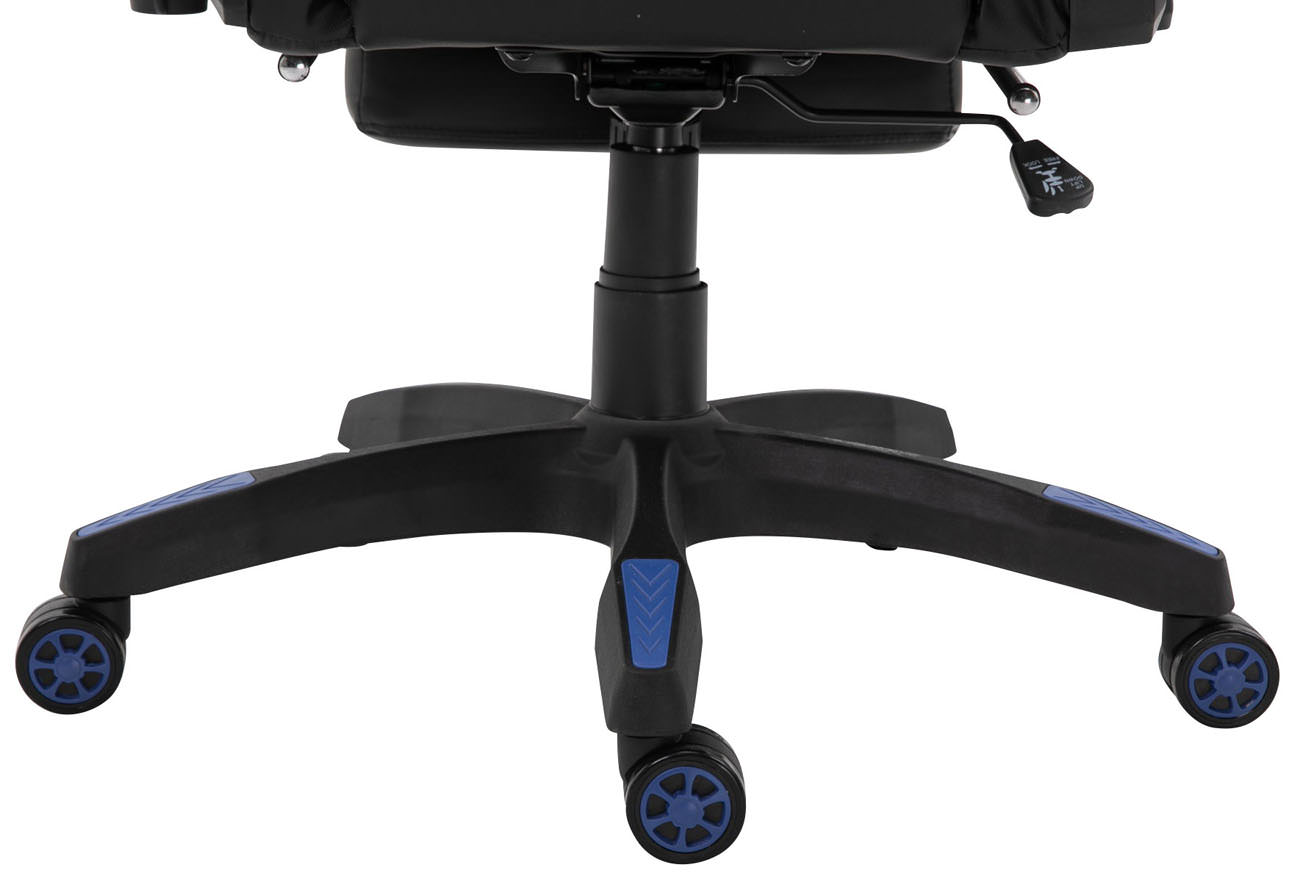CLP Racing Bürostuhl Turbo mit schwarz/glanz Gaming Chair, blau Fußablage