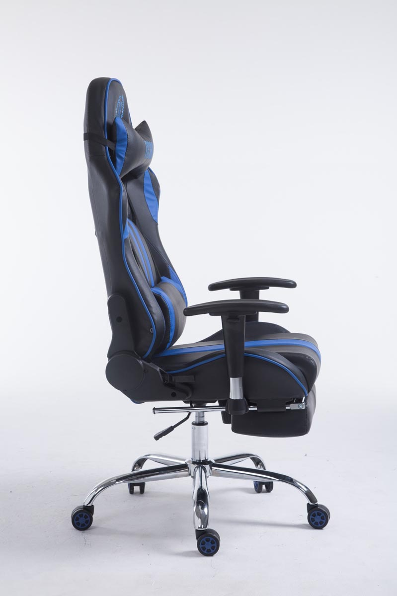 CLP Racing Bürostuhl V2 schwarz/blau Kunstleder mit Chair, Fußablage Gaming Limit