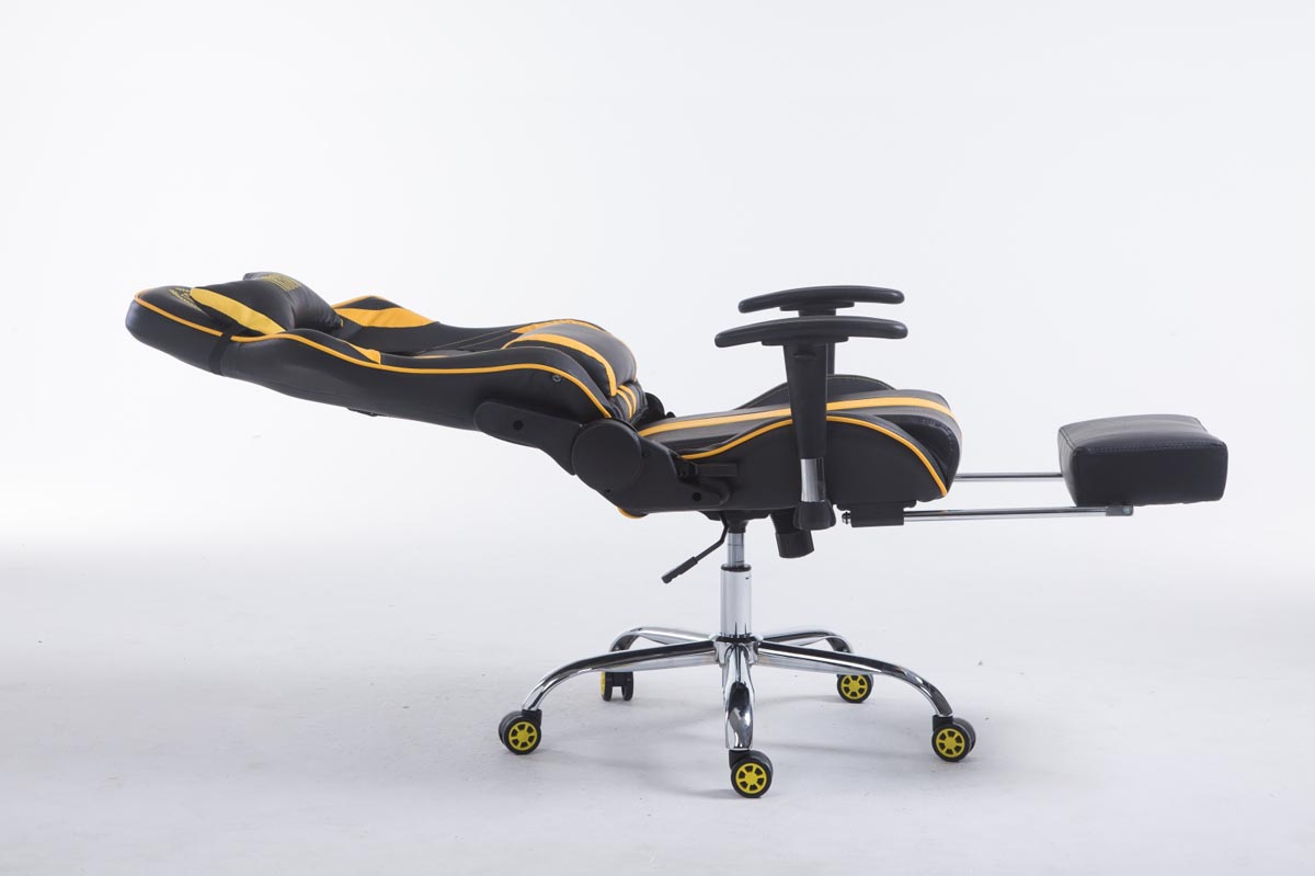 CLP Racing Bürostuhl Limit V2 Gaming Chair, Kunstleder schwarz/gelb Fußablage mit