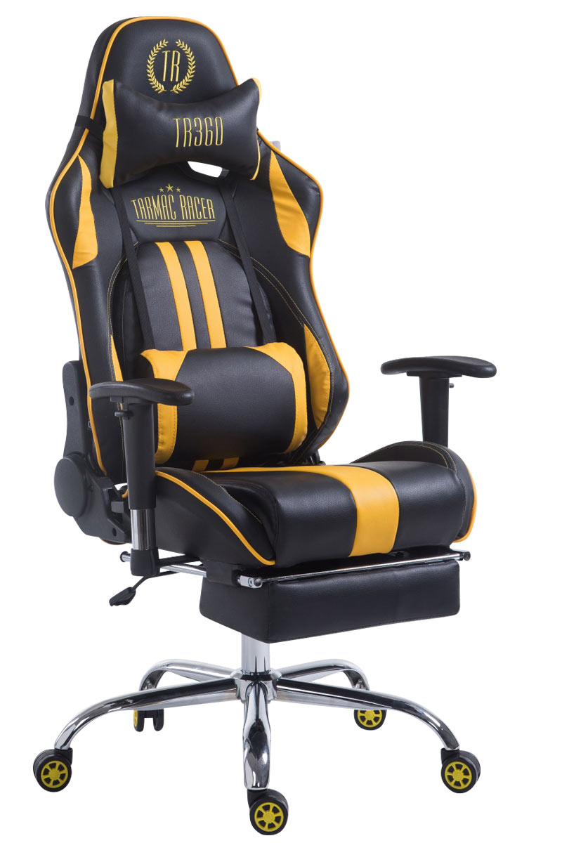 CLP Racing Bürostuhl Limit mit Gaming schwarz/gelb Chair, Fußablage