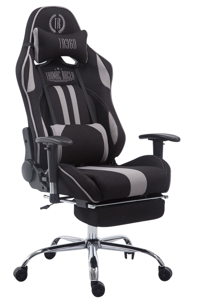 Racing Limit schwarz/grau mit Stoff Bürostuhl CLP Chair, Gaming Fußablage