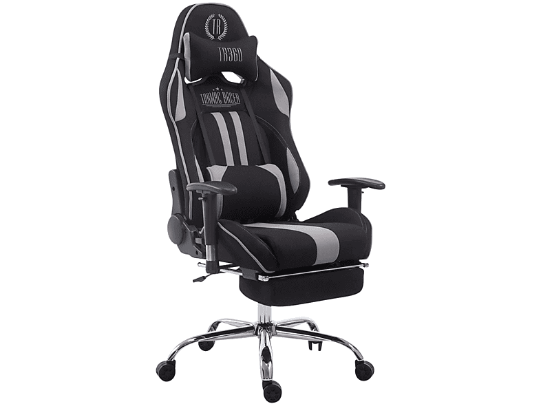 CLP Racing Bürostuhl Limit Stoff mit Fußablage Gaming Chair, schwarz/grau