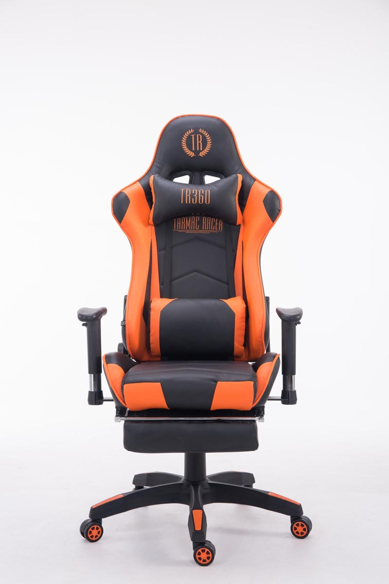 CLP Racing Bürostuhl Chair, Gaming schwarz/orange Fußablage Turbo mit