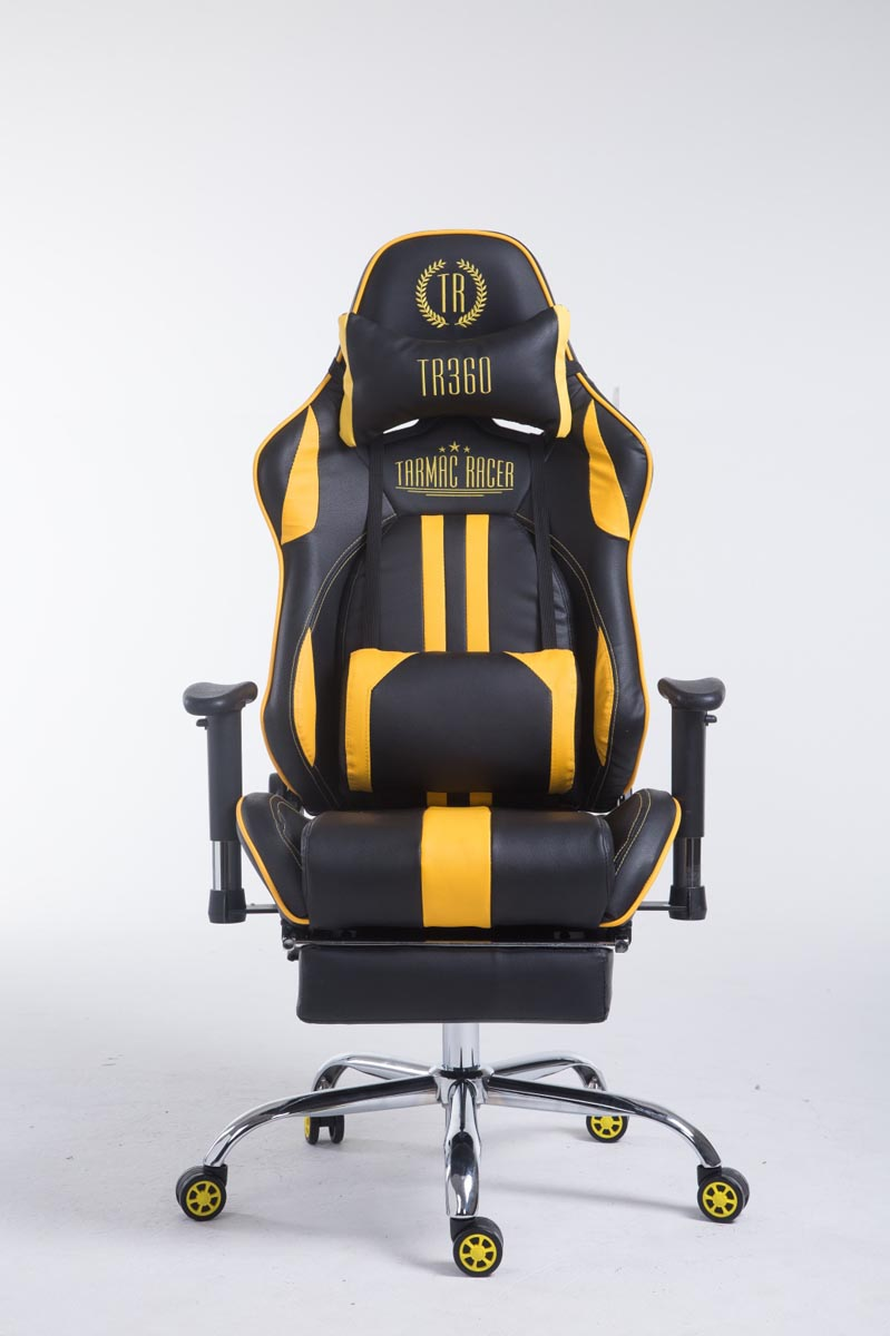 CLP Racing Bürostuhl Limit mit Gaming Chair, schwarz/gelb Fußablage